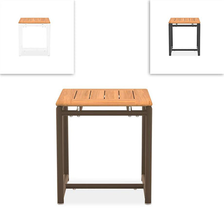 Gazelig side table 45 x 45 x 50 cm - powder-coated aluminum + certified GRADE A teak
