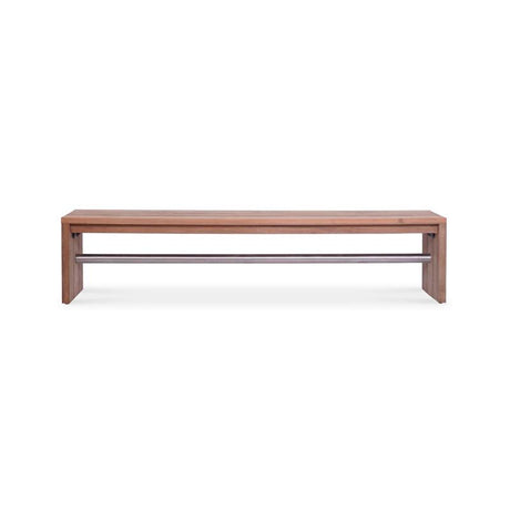 Clio garden bench without backrest 175 cm recycled teak brushed and stainless steel