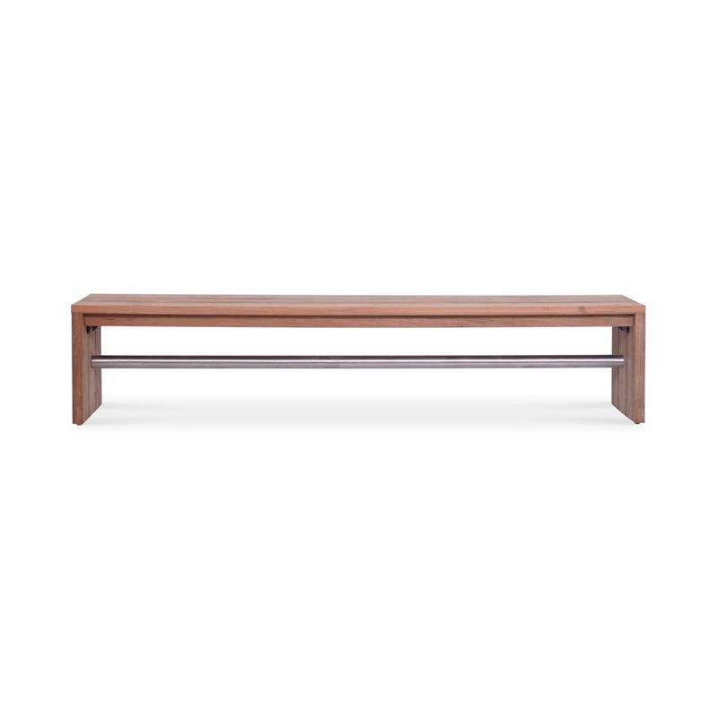 Clio garden bench without backrest 225 cm recycled teak brushed and stainless steel