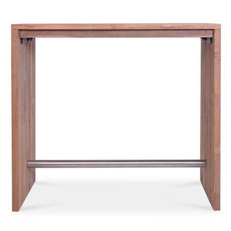 Clio bar table recycled teak brushed and stainless steel