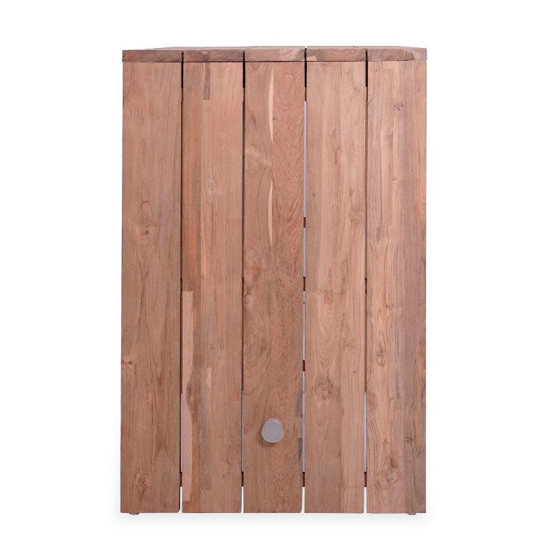 Table de bar Clio en teck recyclé brossé et acier inoxydable