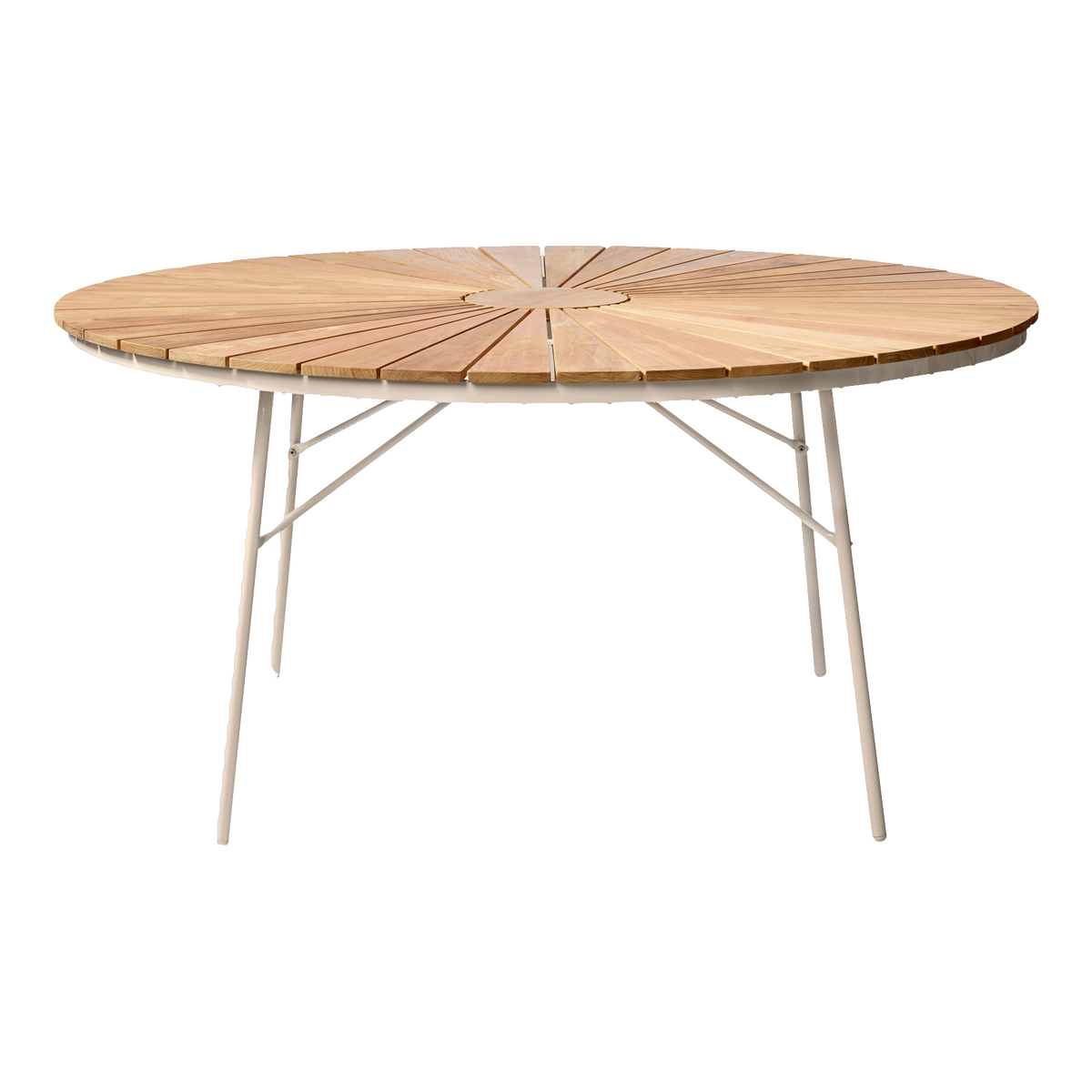 Ellen Tisch 150cm rund Sandy Grey Aluminium pulverbeschichtet mit Teaktischplatte