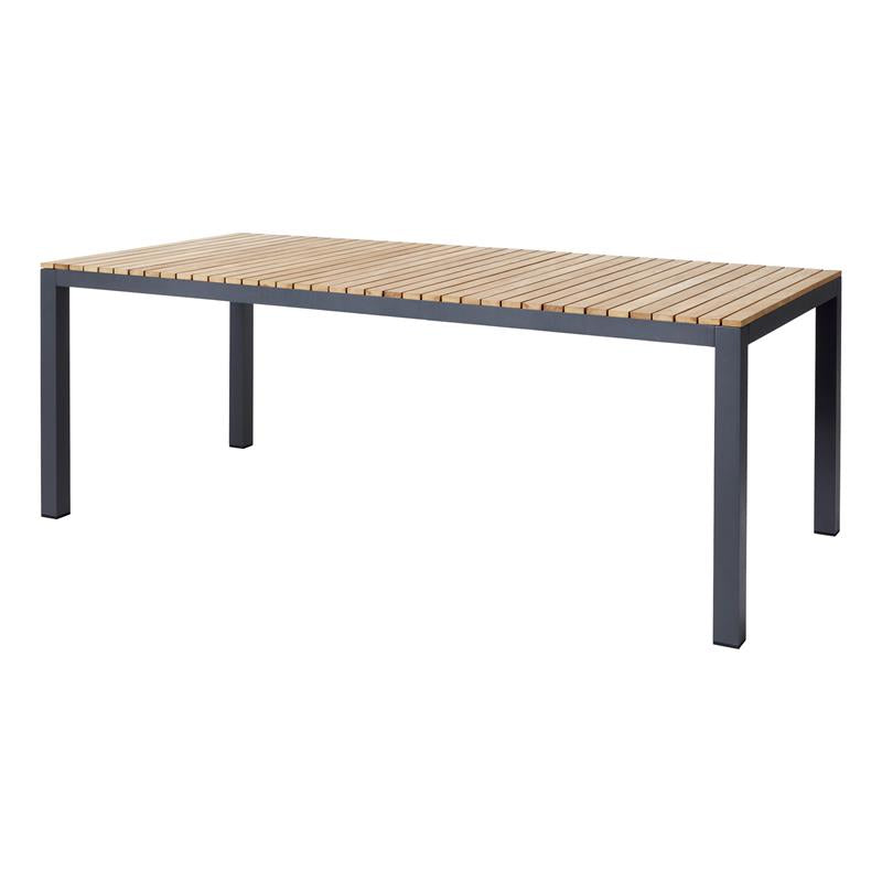 Mood Extreme table 208x100cm rectangular anthracite aluminum powder-coated with teak table top