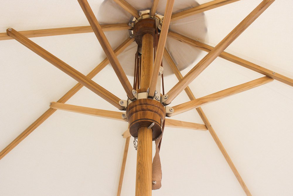 Parasol Ocean Deluxe 300cm round Sunproof Teak with stainless steel fittings and triple pulley