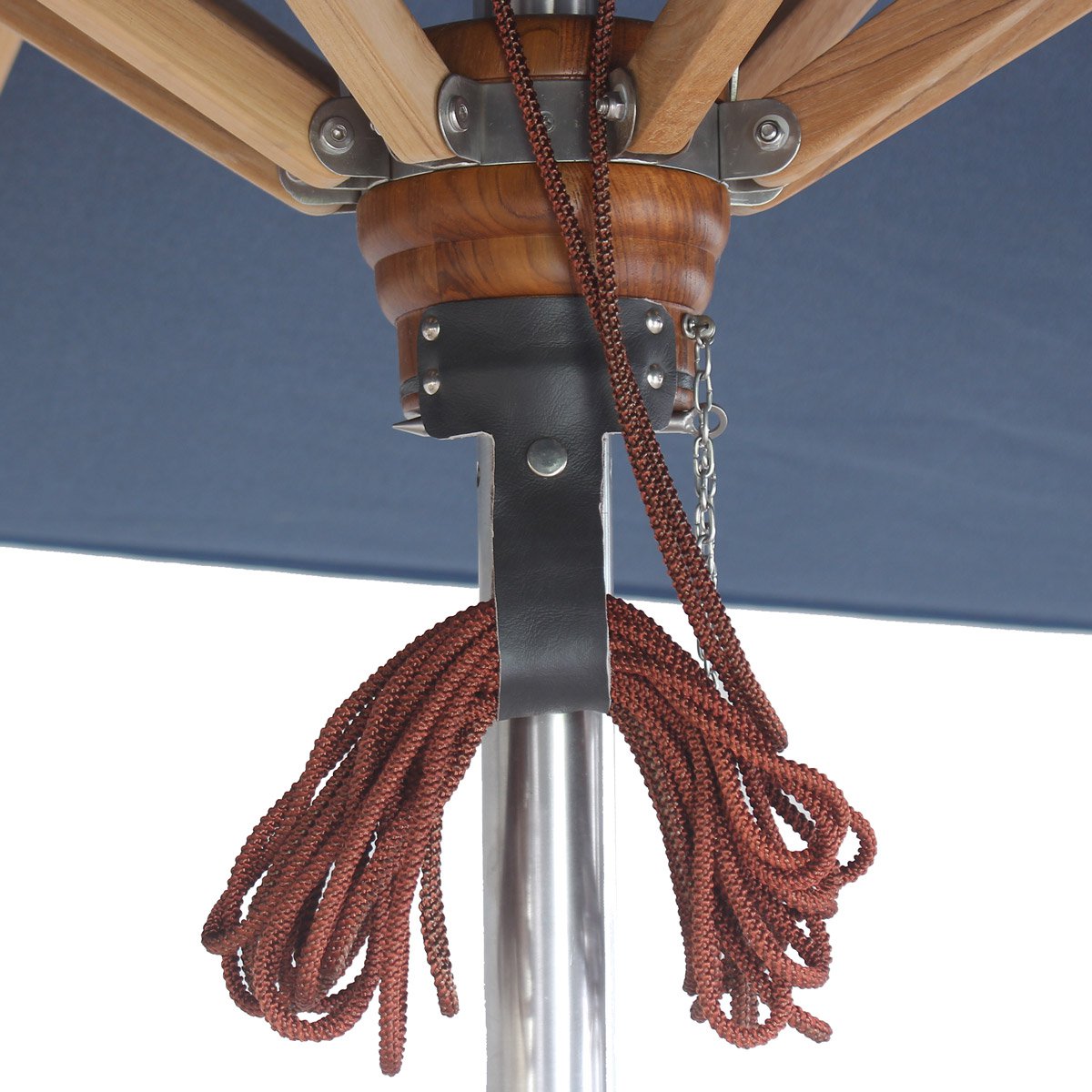 Parasol Ocean Deluxe 350x250 cm Nagata Teak with stainless steel fittings and triple pulley