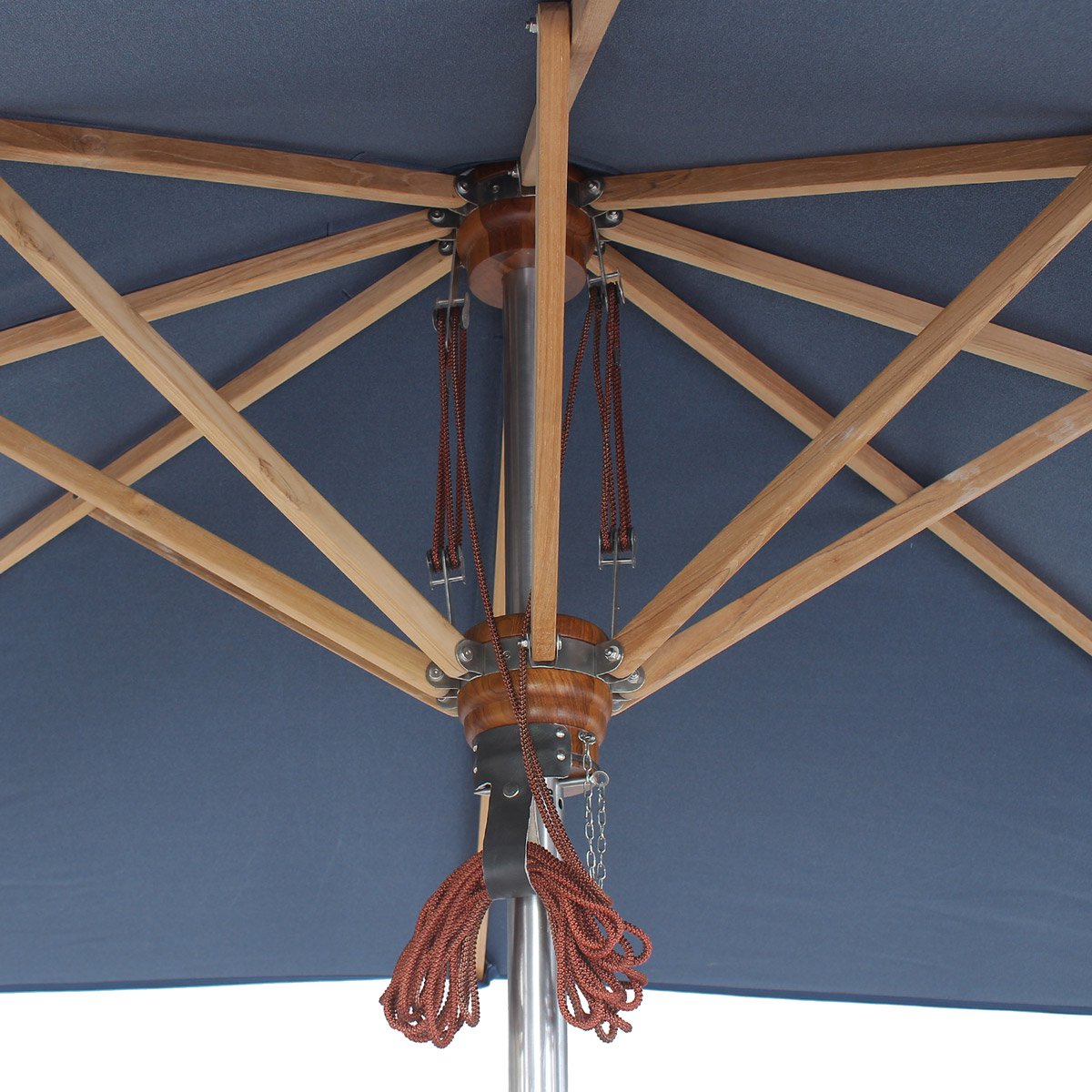Parasol Ocean Deluxe 350x250 cm Nagata Teak with stainless steel fittings and triple pulley