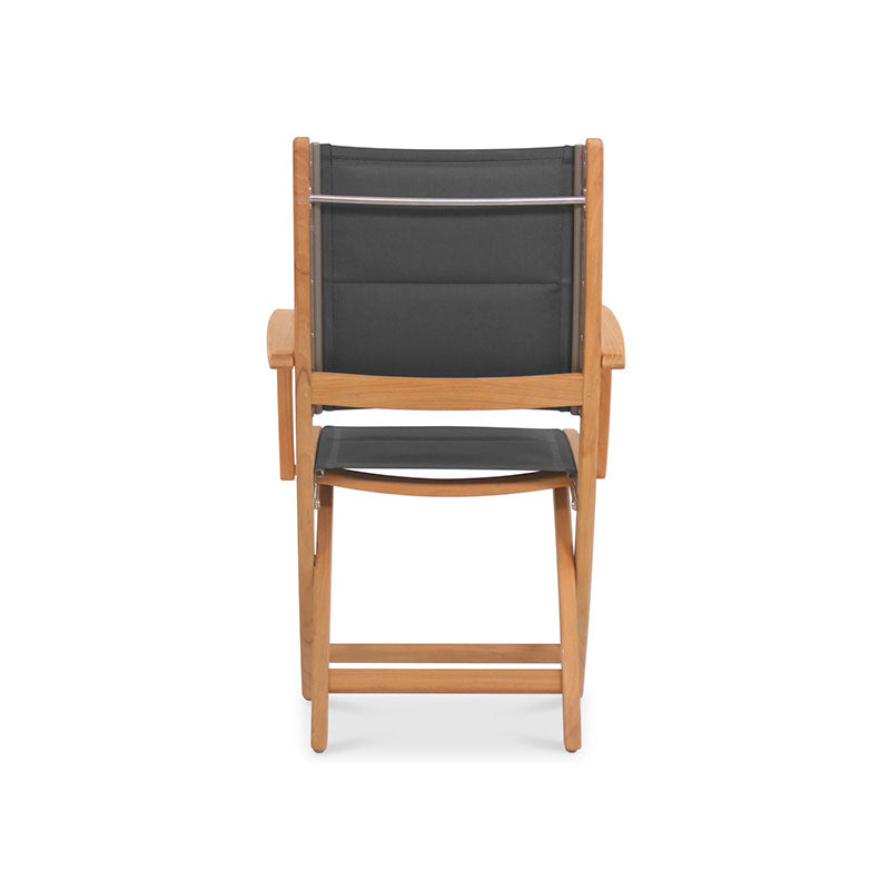 Rivera folding chair DELUXE - upholstered with armrest - Teak GRADE A + Batyline + stainless steel fittings