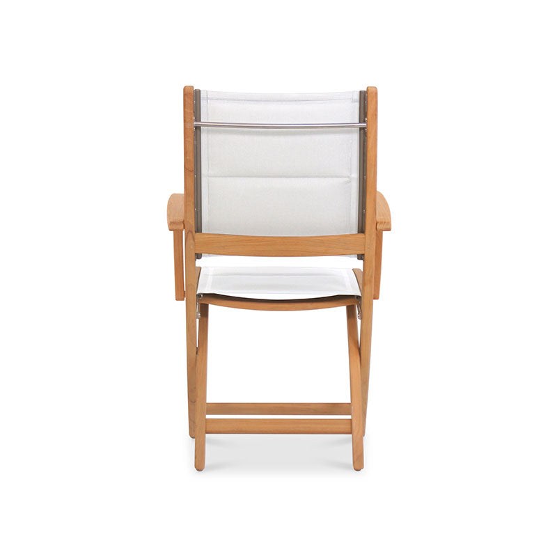 Rivera folding chair DELUXE - upholstered with armrest - Teak GRADE A + Batyline + stainless steel fittings