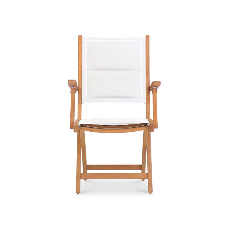 Rivera folding chair DELUXE - upholstered with armrest - Teak GRADE A + Batyline + stainless steel fittings