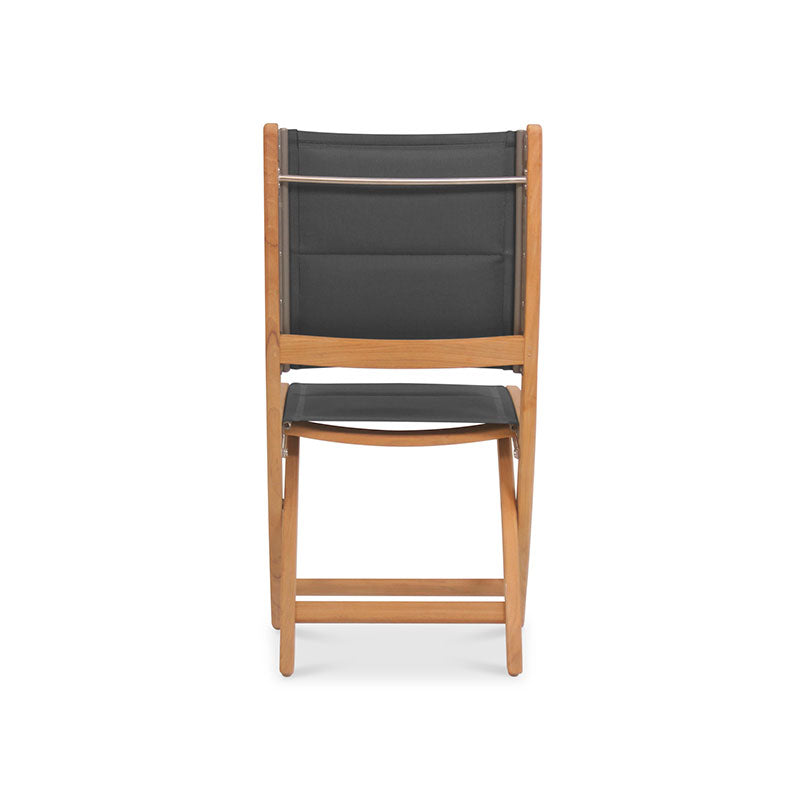 Rivera folding chair DELUXE - upholstered without armrests Teak GRADE A + Batyline + stainless steel fittings