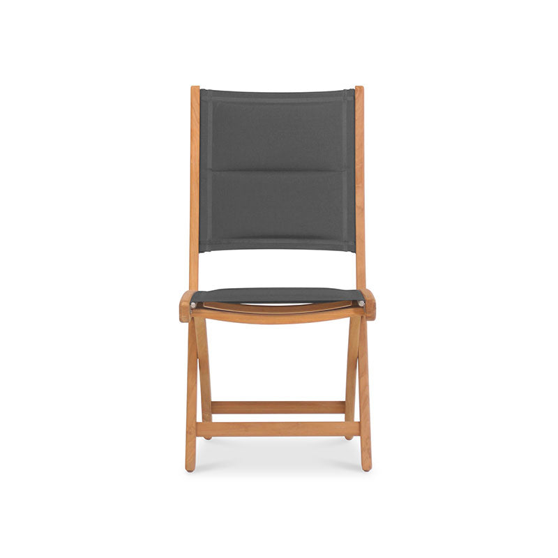 Rivera folding chair DELUXE - upholstered without armrests Teak GRADE A + Batyline + stainless steel fittings