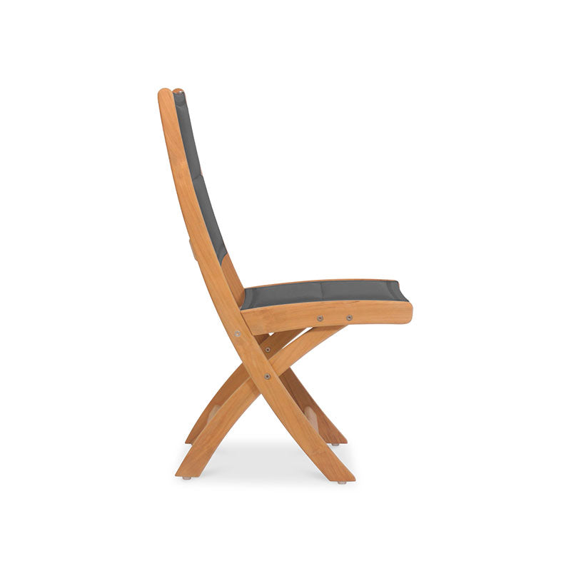 Rivera folding chair DELUXE - upholstered without armrests Teak GRADE A + Batyline + stainless steel fittings