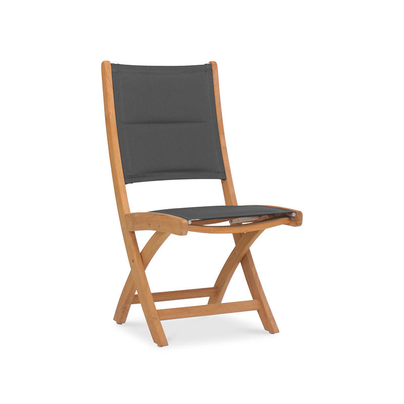 Rivera folding chair DELUXE - upholstered without armrests Teak GRADE A + Batyline + stainless steel fittings