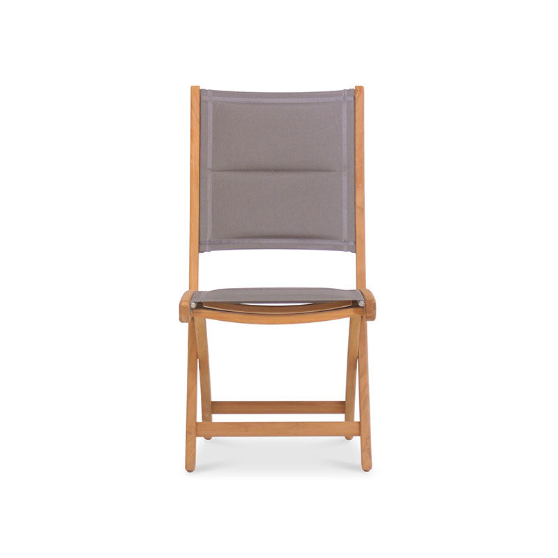 Rivera folding chair DELUXE - upholstered without armrests Teak GRADE A + Batyline + stainless steel fittings