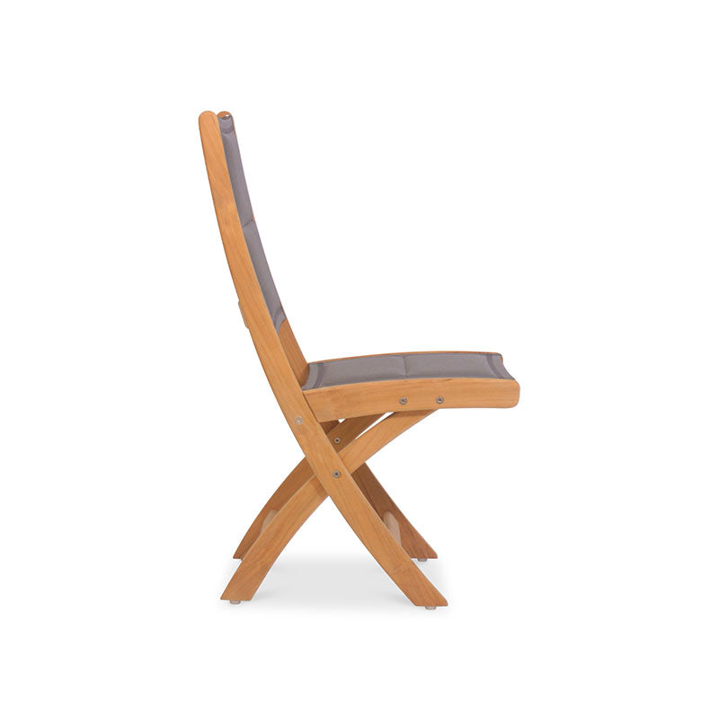 Rivera folding chair DELUXE - upholstered without armrests Teak GRADE A + Batyline + stainless steel fittings