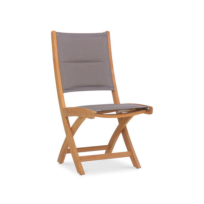 Rivera folding chair DELUXE - upholstered without armrests Teak GRADE A + Batyline + stainless steel fittings