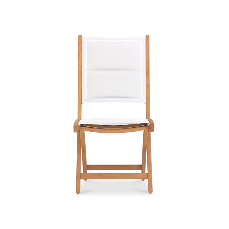 Rivera folding chair DELUXE - upholstered without armrests Teak GRADE A + Batyline + stainless steel fittings