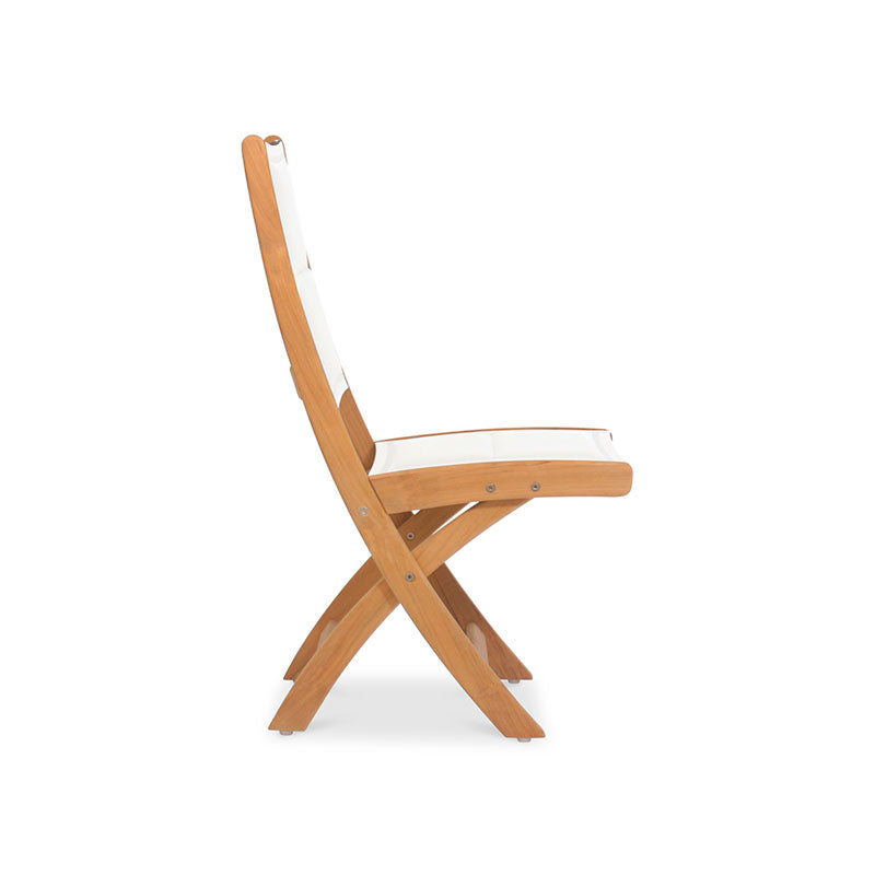 Rivera folding chair DELUXE - upholstered without armrests Teak GRADE A + Batyline + stainless steel fittings