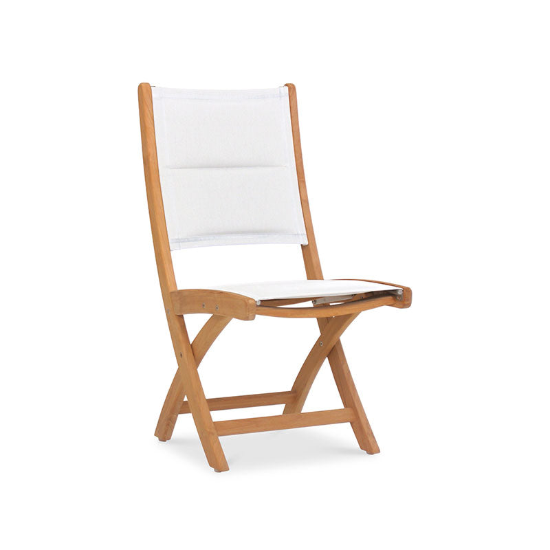 Rivera folding chair DELUXE - upholstered without armrests Teak GRADE A + Batyline + stainless steel fittings