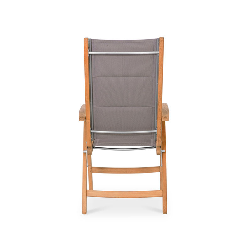 Rivera high-back DELUXE upholstered - Teak GRADE A + Batyline + stainless steel fittings