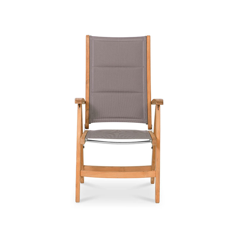 Rivera high-back DELUXE upholstered - Teak GRADE A + Batyline + stainless steel fittings