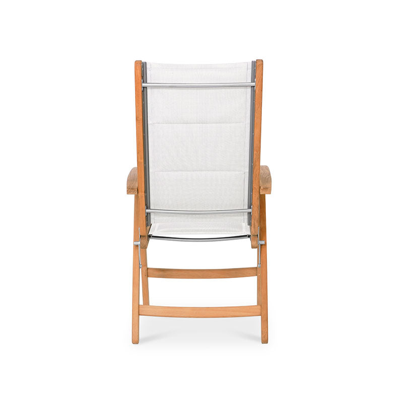 Rivera high-back DELUXE upholstered - Teak GRADE A + Batyline + stainless steel fittings