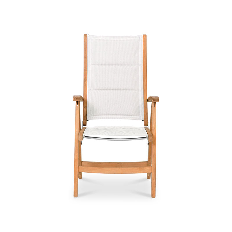 Rivera high-back DELUXE upholstered - Teak GRADE A + Batyline + stainless steel fittings