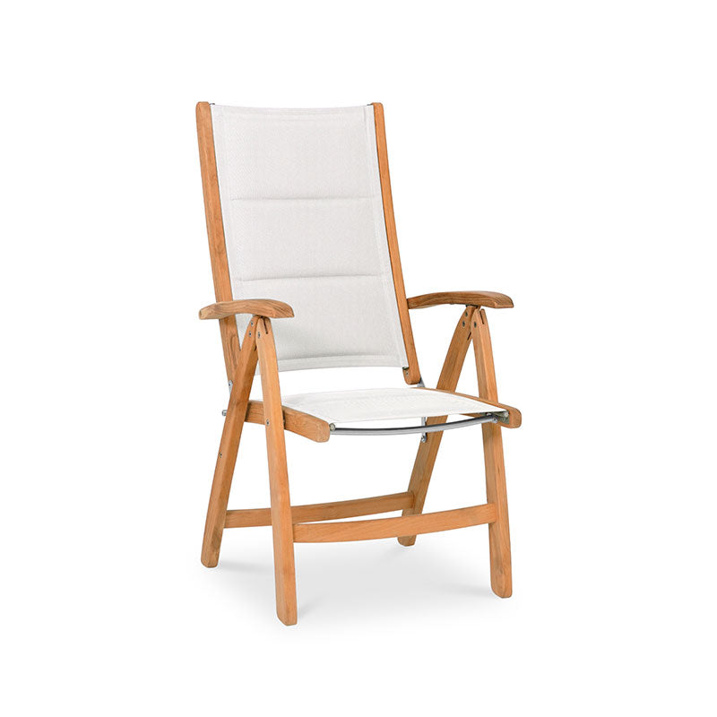Rivera high-back DELUXE upholstered - Teak GRADE A + Batyline + stainless steel fittings