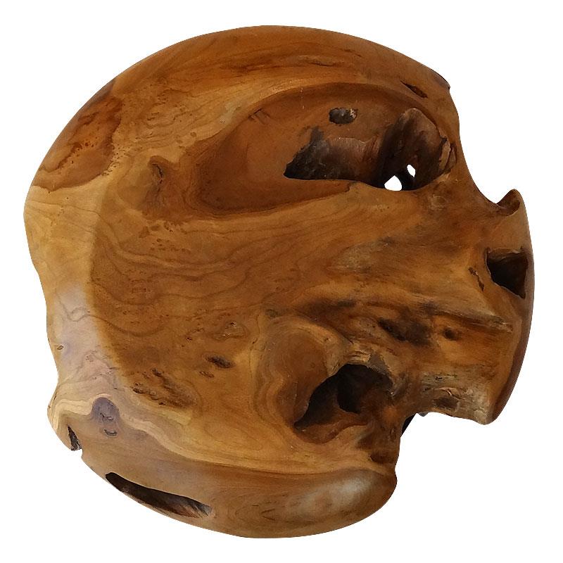 Tabouret de bar en teck Root en bois de racine de teck massif, finition naturelle - avec pieds en acier