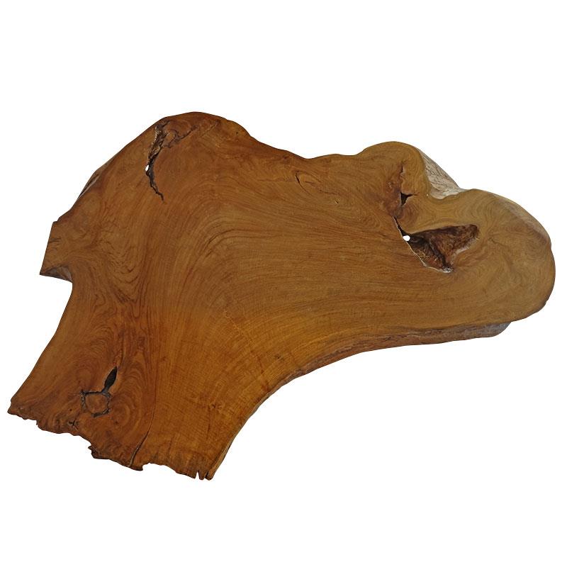 Table de bar en teck Root en bois de racine de teck massif, finition naturelle - avec pieds en acier