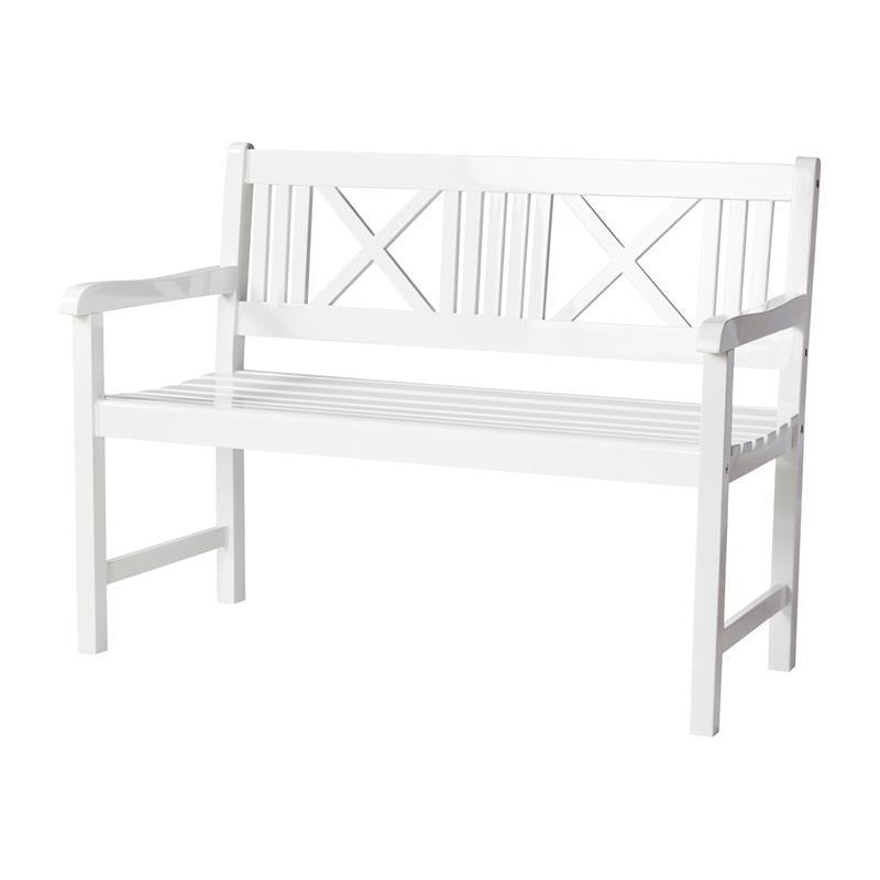 Rosenborg garden bench 120 cm - certified mahogany wood, glossy white lacquered