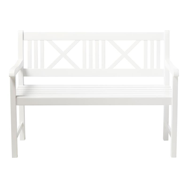 Rosenborg garden bench 120 cm - certified mahogany wood, glossy white lacquered