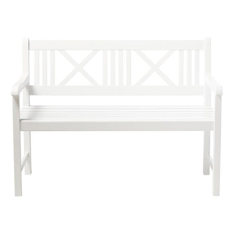 Rosenborg garden bench 120 cm - certified mahogany wood, glossy white lacquered