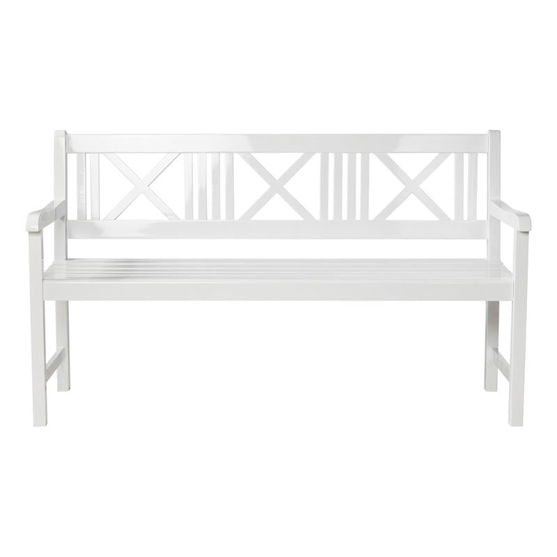 Rosenborg garden bench 150 cm - certified mahogany wood, glossy white lacquered