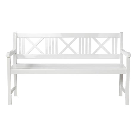 Rosenborg garden bench 150 cm - certified mahogany wood, glossy white lacquered