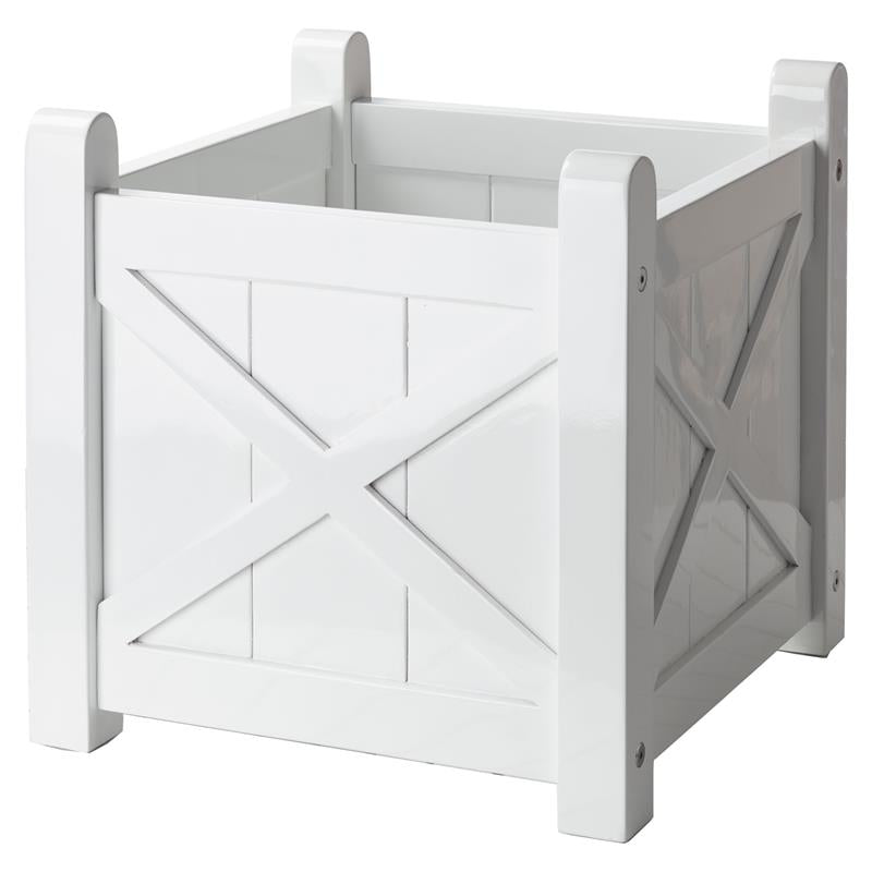 Rosenborg Pflanzgefäß 40 x 40 x 40 cm - Zertifiziertes Mahagonyholz glanzweiß lackiert