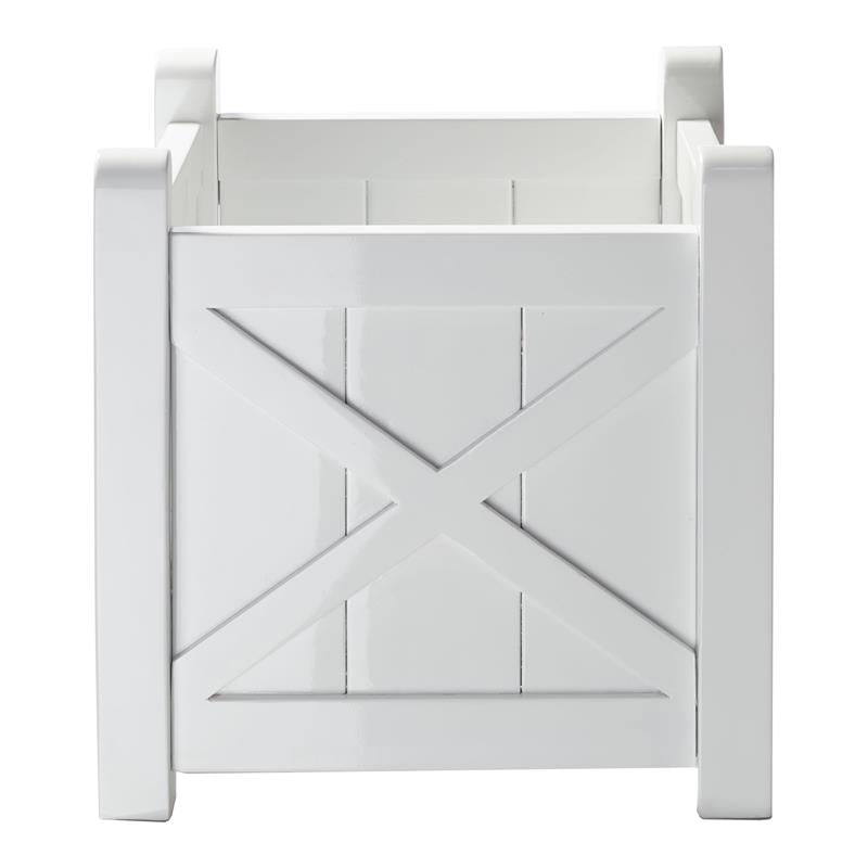 Rosenborg Pflanzgefäß 40 x 40 x 40 cm - Zertifiziertes Mahagonyholz glanzweiß lackiert