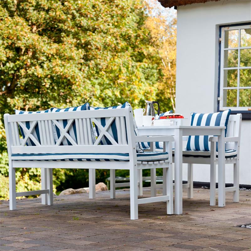 Rosenborg garden bench 150 cm - certified mahogany wood, glossy white lacquered