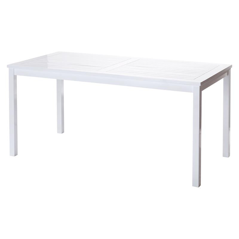 Rosenborg garden set - table + bench + 2x chairs - certified mahogany wood, glossy white lacquered