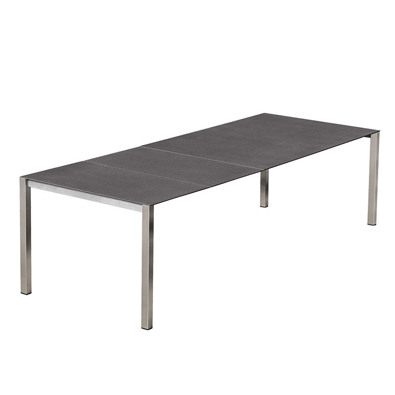 Table extensible frontale Marikk 280/220/160x99,5 cm plateau en céramique avec structure en acier inoxydable