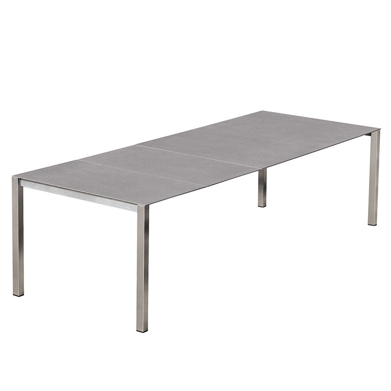 Table extensible frontale Marikk 280/220/160x99,5 cm plateau en céramique avec structure en acier inoxydable