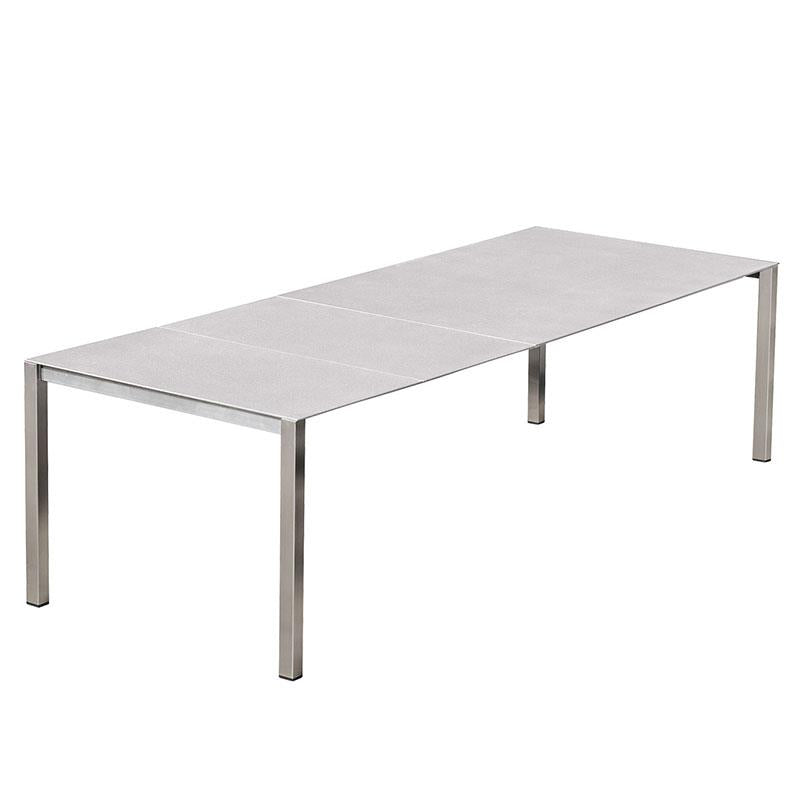 Table extensible frontale Marikk 280/220/160x99,5 cm plateau en céramique avec structure en acier inoxydable