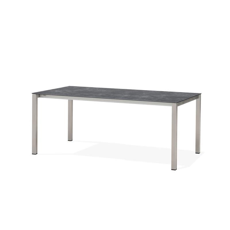 Table extensible frontale Marikk 320/260/200x99,5 cm plateau en céramique avec structure en acier inoxydable