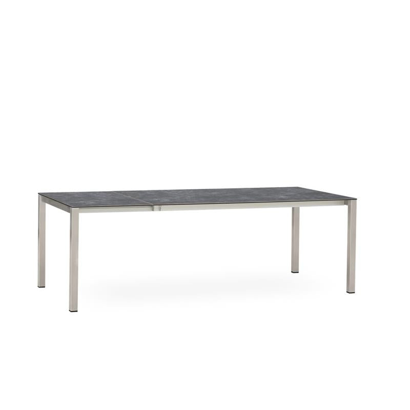 Table extensible frontale Marikk 320/260/200x99,5 cm plateau en céramique avec structure en acier inoxydable