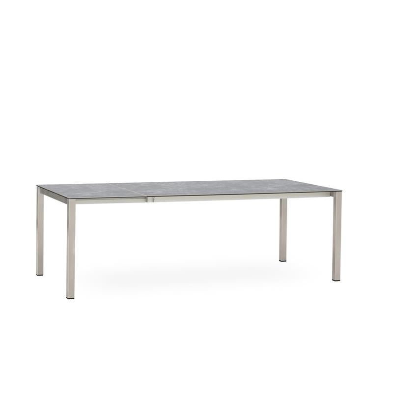 Table extensible frontale Marikk 320/260/200x99,5 cm plateau en céramique avec structure en acier inoxydable