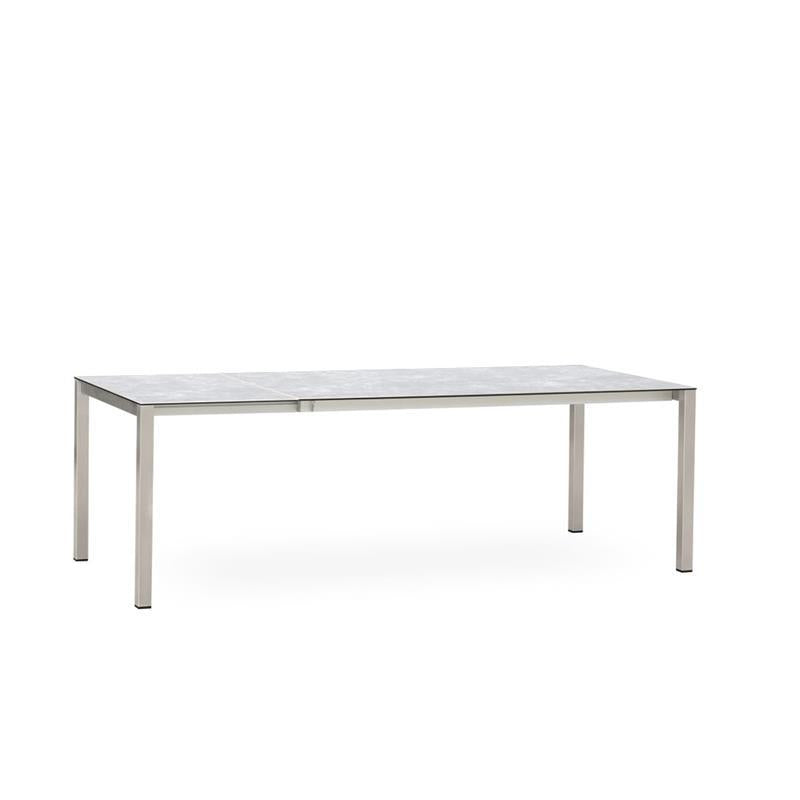 Table extensible frontale Marikk 320/260/200x99,5 cm plateau en céramique avec structure en acier inoxydable