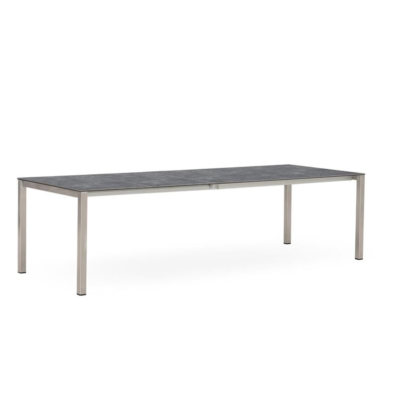 Table extensible frontale Marikk 320/260/200x99,5 cm plateau en céramique avec structure en acier inoxydable