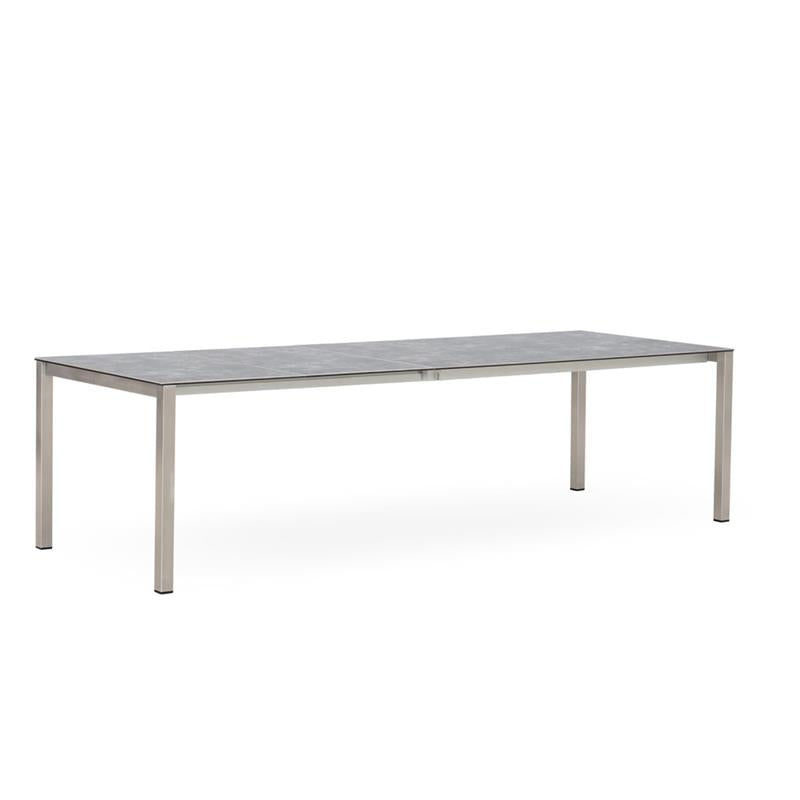 Table extensible frontale Marikk 320/260/200x99,5 cm plateau en céramique avec structure en acier inoxydable