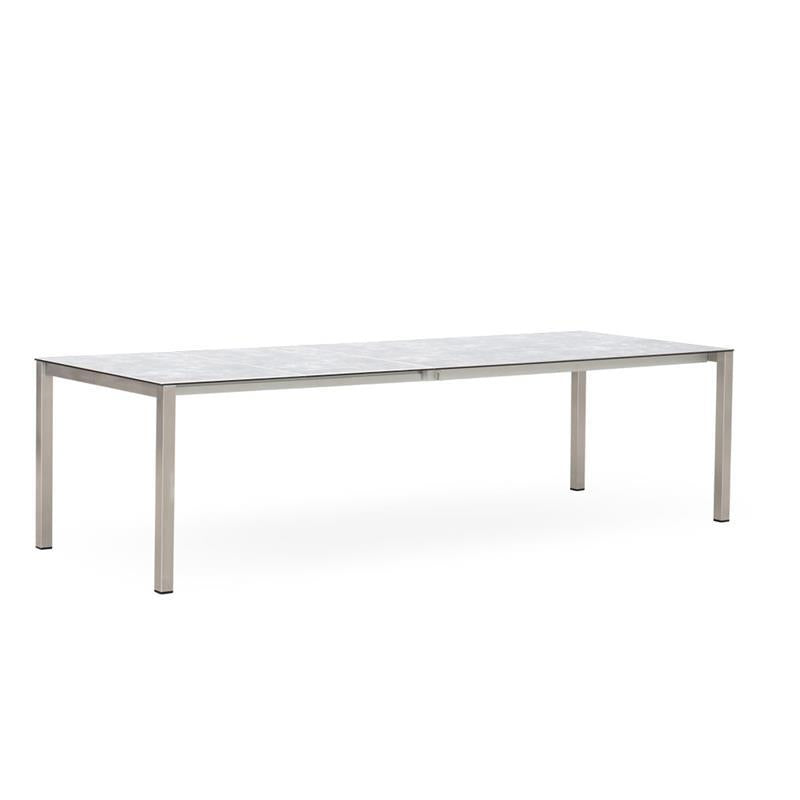 Table extensible frontale Marikk 320/260/200x99,5 cm plateau en céramique avec structure en acier inoxydable