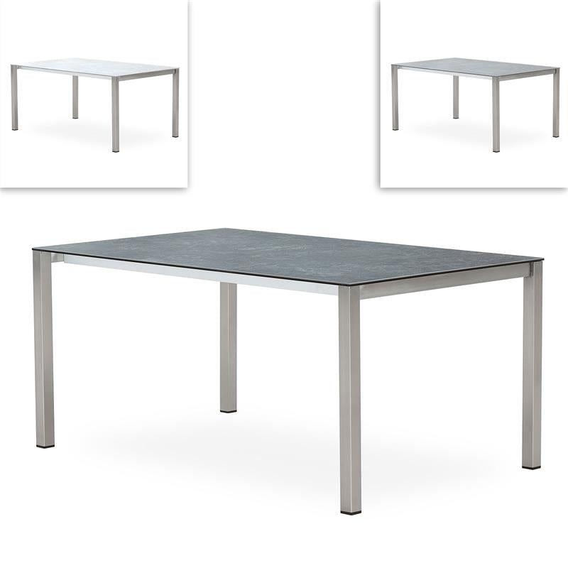 Table extensible frontale Marikk 280/220/160x99,5 cm plateau en céramique avec structure en acier inoxydable